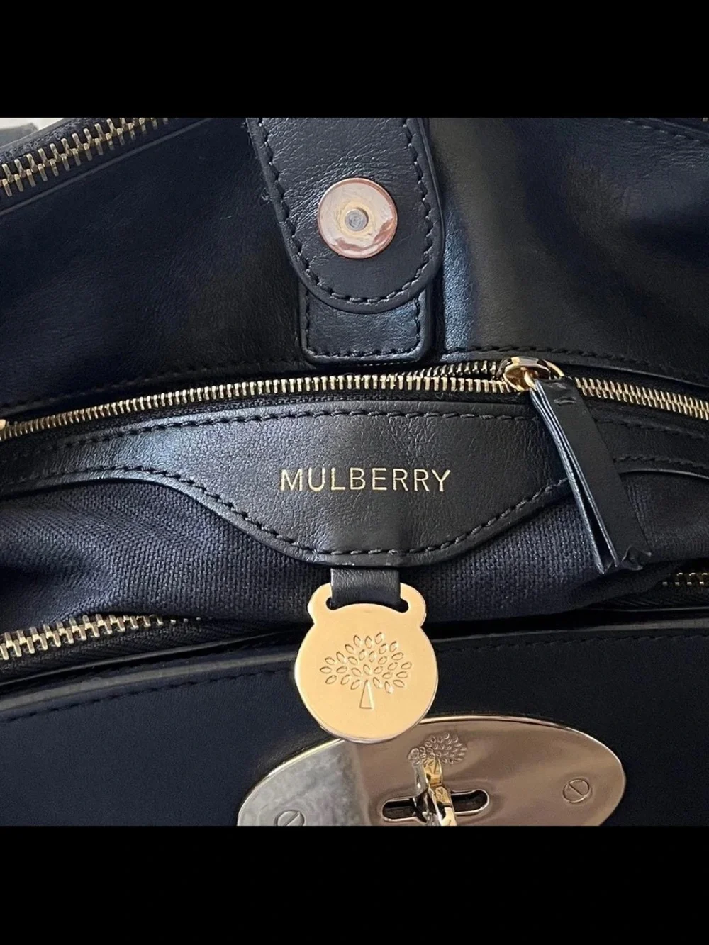 Mulberry Black Leather Bayswater-Style Top-Handle Satchel